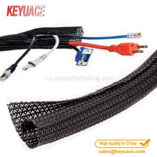 Lengan kabel braided wraped PET yang boleh diperluas